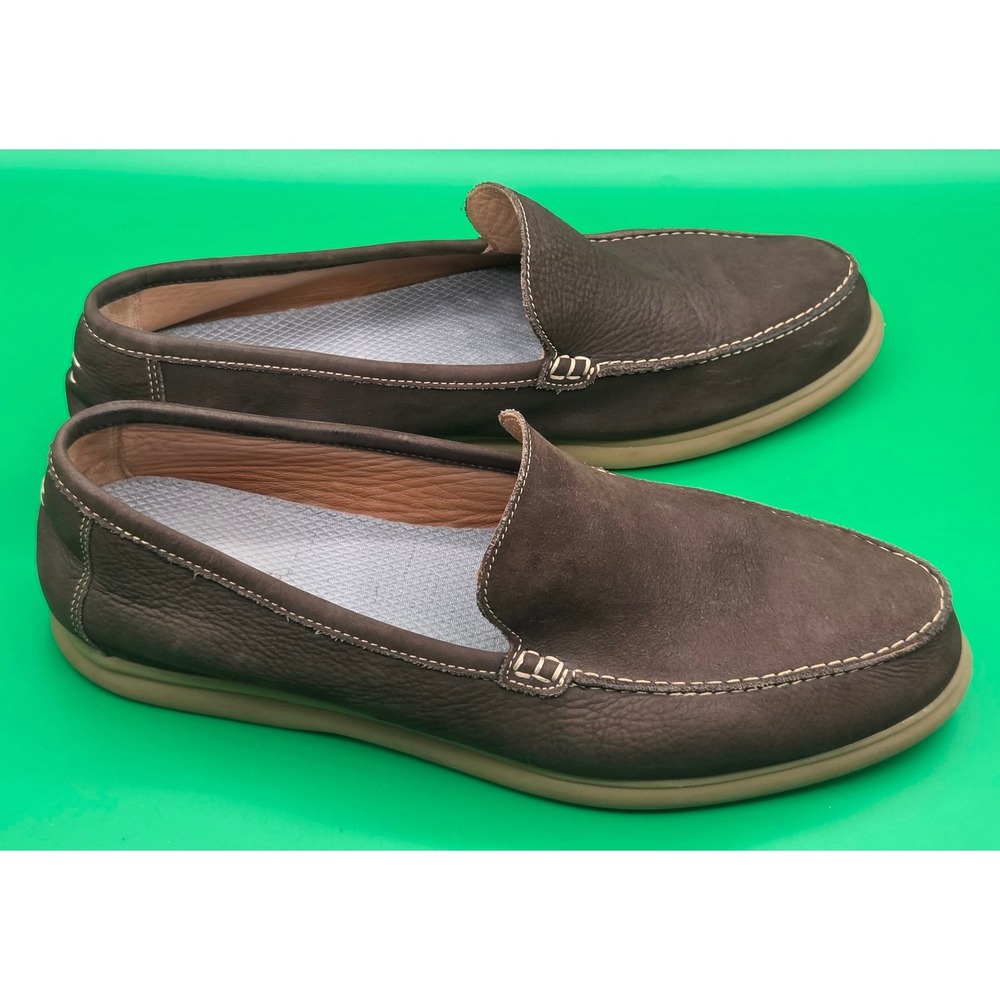 Johnnie-O Mens Getaway Loafers Dark Brown Leather Golf Slip On Shoes 11 M